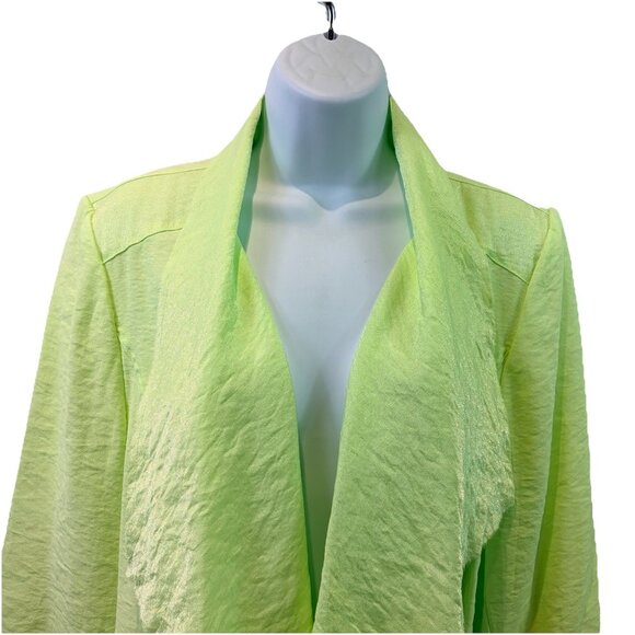 Chicos Womens Kimono Topper Open Front Chartreuse Green Flowy Artsy Sz 2 M - Picture 3 of 10